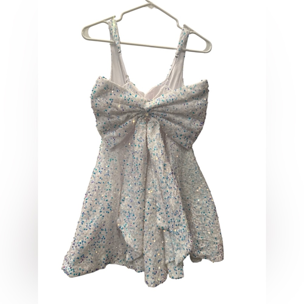 Iridescent Metallic Sequin Embellished with removable Bow Dress